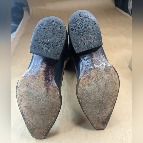 El General Boots women's Sz 7.5B Black Python vamp, blue pigskin shaft with rhin - Picture 12 of 14